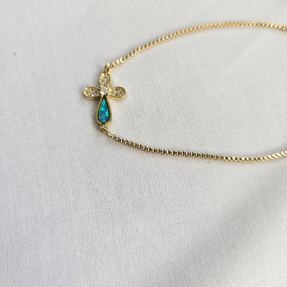 Adjustable Cross Bracelet - Bolo Slider Style